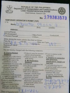 Davao City Vice Mayor Paolo Duterte's citation ticket in this photo he posted on his Facebook account. (Mindanao Examiner)