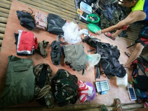 A photo released by the Western Mindanao Command to the regional newspaper Mindanao Examiner shows recovered belongings of Abu Sayyaf rebels in Sulu’s Luuk town.