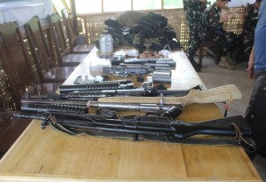 Army photos released to the regional newspaper Mindanao Examiner show assorted weapons seized from the house of a suspected supporter of ISIS fighters in southern Philippines. (Mindanao Examiner)